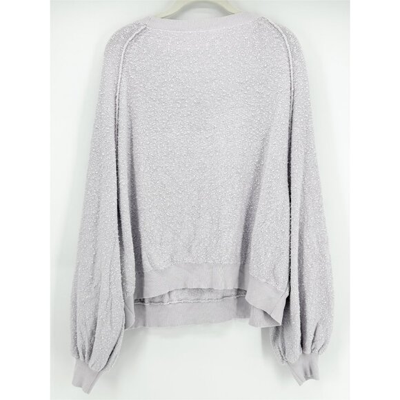 Free People Lavender Textured Pullover Sweater S | Balloon Sleeve Cozy Fit - Picture 4 of 10